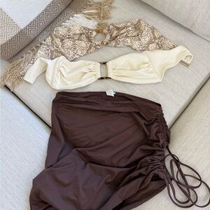 Brown and Cream Bikini Set